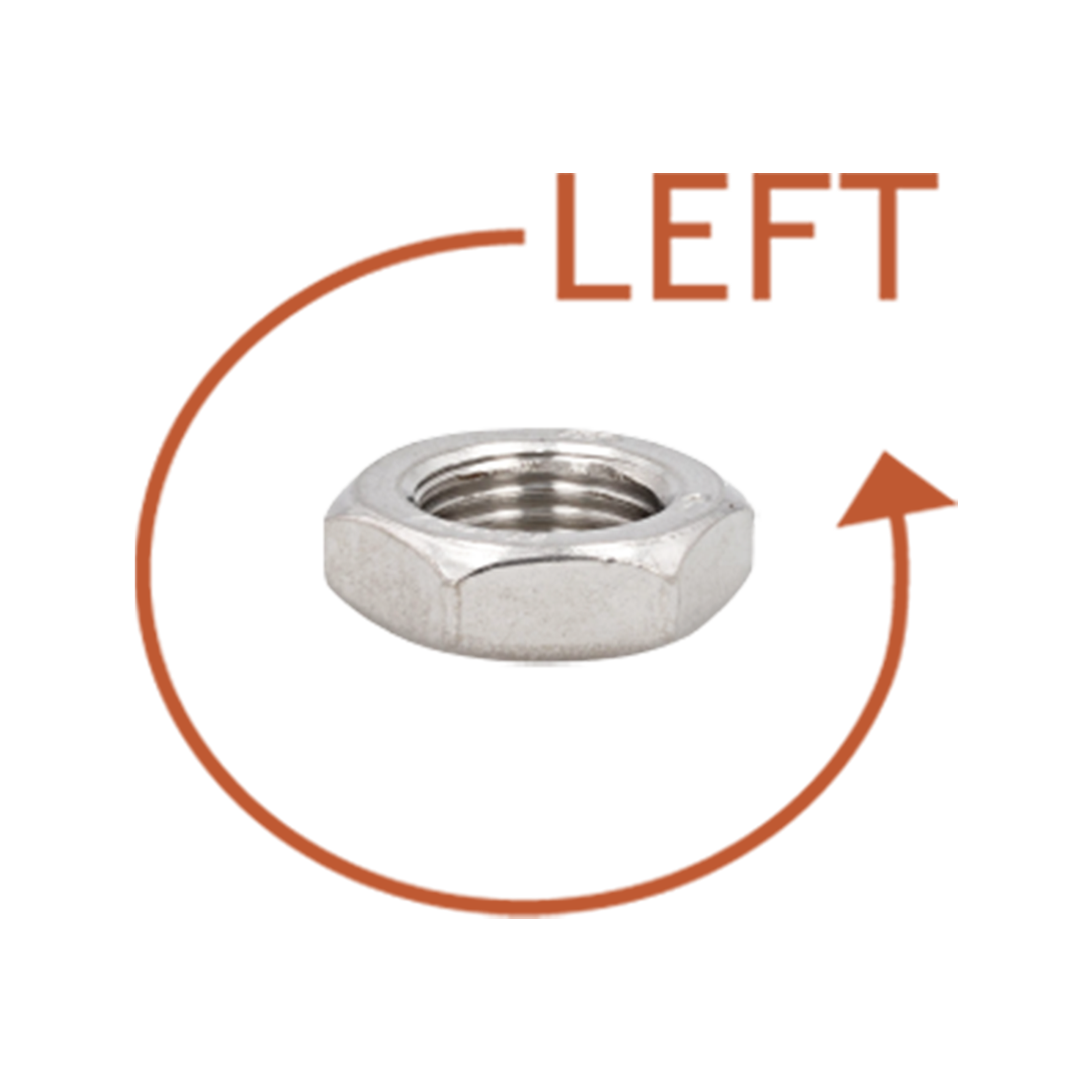 Jam Nut LEFT Fine Thread - A2 Stainless DIN 439L - BelMetric